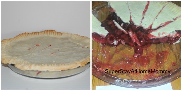 This pie was filled with canned cherry pie filling.